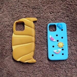 Yellow Croissant and Blue Decorated Phone Cases